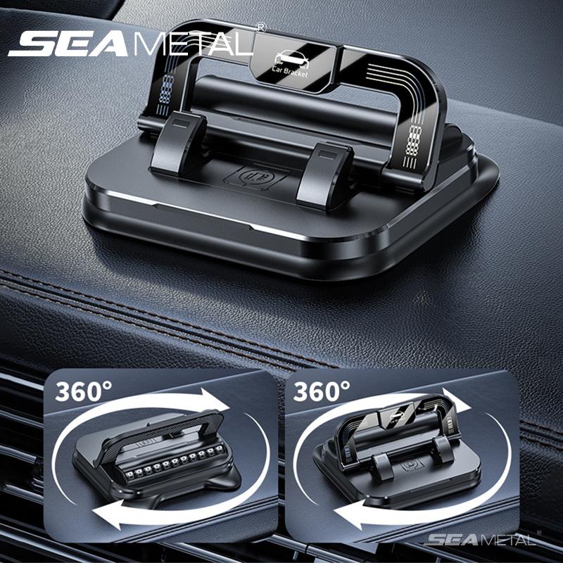 SEAMETAL Dashboard Car Phone Holder 360 Rotation Navigation Bracket Non-slip Silicone Mount Parking Phone Number Plate