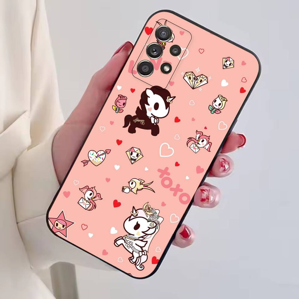 Japan T-Tokidokis Phone Case Black Silicone Soft For Samsung S25,S24,S21,S22,S23,S30,Ultra,S20,Plus,Fe,Lite