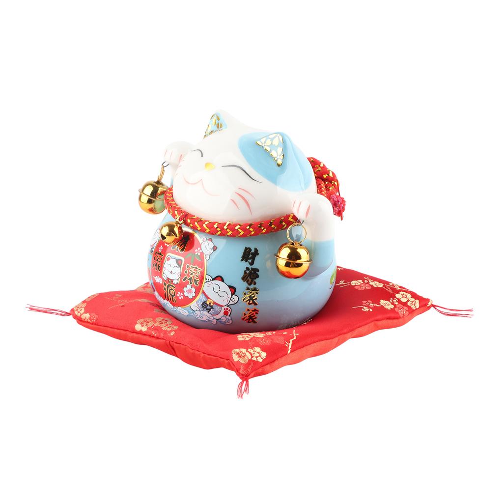 Lucky Cat Coin Bank 4.5in Exquisite Cute Bring Luck Good   Ceramic Fortune Cat Saving Pot Desk Decoration