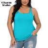 CHARMLEAKS Майка больших размеров для женщин с бюстгальтером-полкой, регулируемая широкая бретелька, летние базовые хлопковые майки 1X-5X