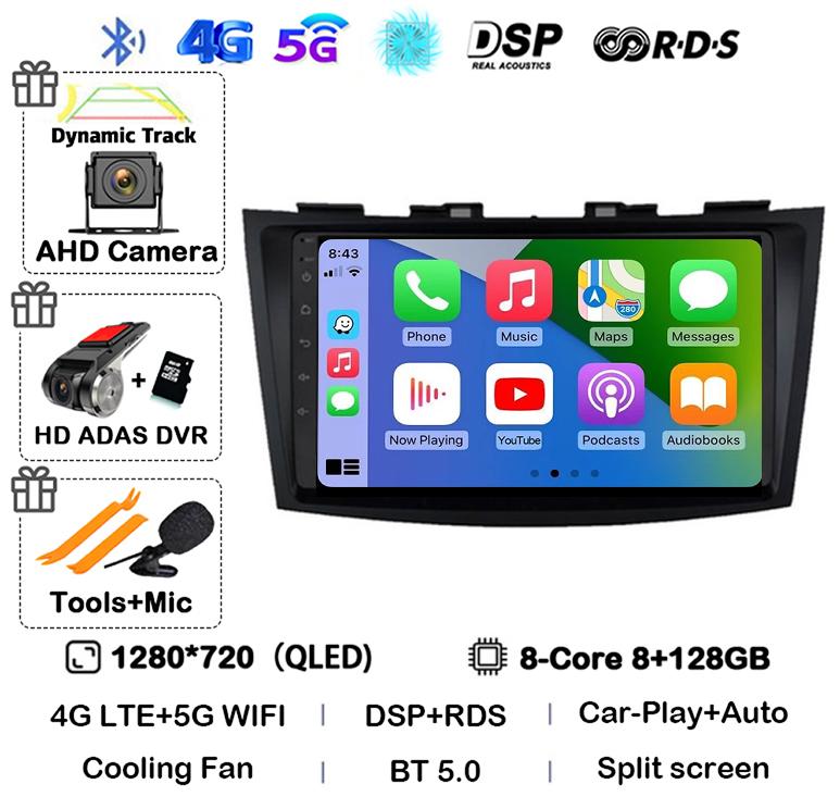 Android 14 Carplay Автомагнитола Для Suzuki Swift 4 2011 2012 2013 2014 2015 2016 Мультимедийный Видеоплеер Аудио GPS Стерео WIFI