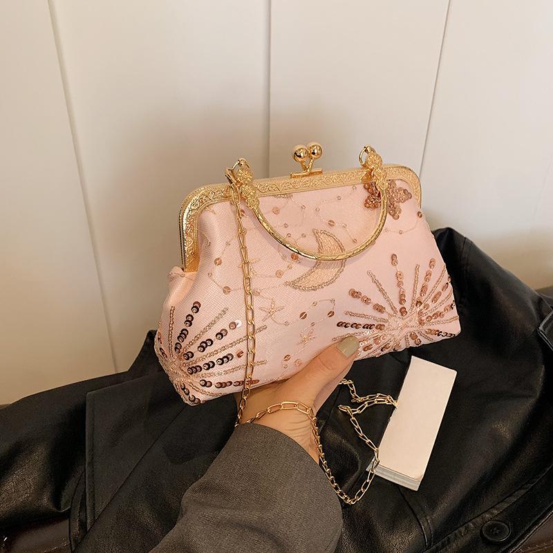 Fashionable Texture Embroidery Dinner Handbag for Dinner New Chinese Style Shoulder Bag Crossbody Bag Women's Bag Trendy