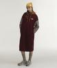 Between A And B Hooded Long Jersey Fleece-Lined Dress [Burgundy]