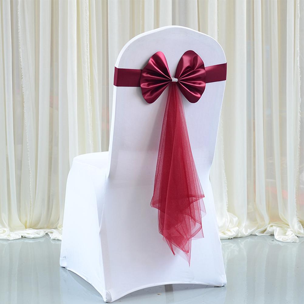 10Pcs Organza Chair Sashes Knot Bands Chair Bows For For Wedding Party Banquet Event Country Wedding Chair Decoration