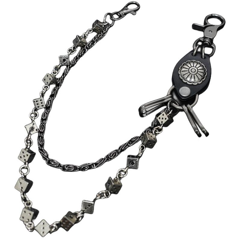 Engraved Dice Vintage Double Trouser Chain Vintage Hip Hop Trend Waist Chain