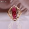Inlay Tourmaline Color Artificial Zircon Rings Rose Gold Color Retro Style Classic Rings