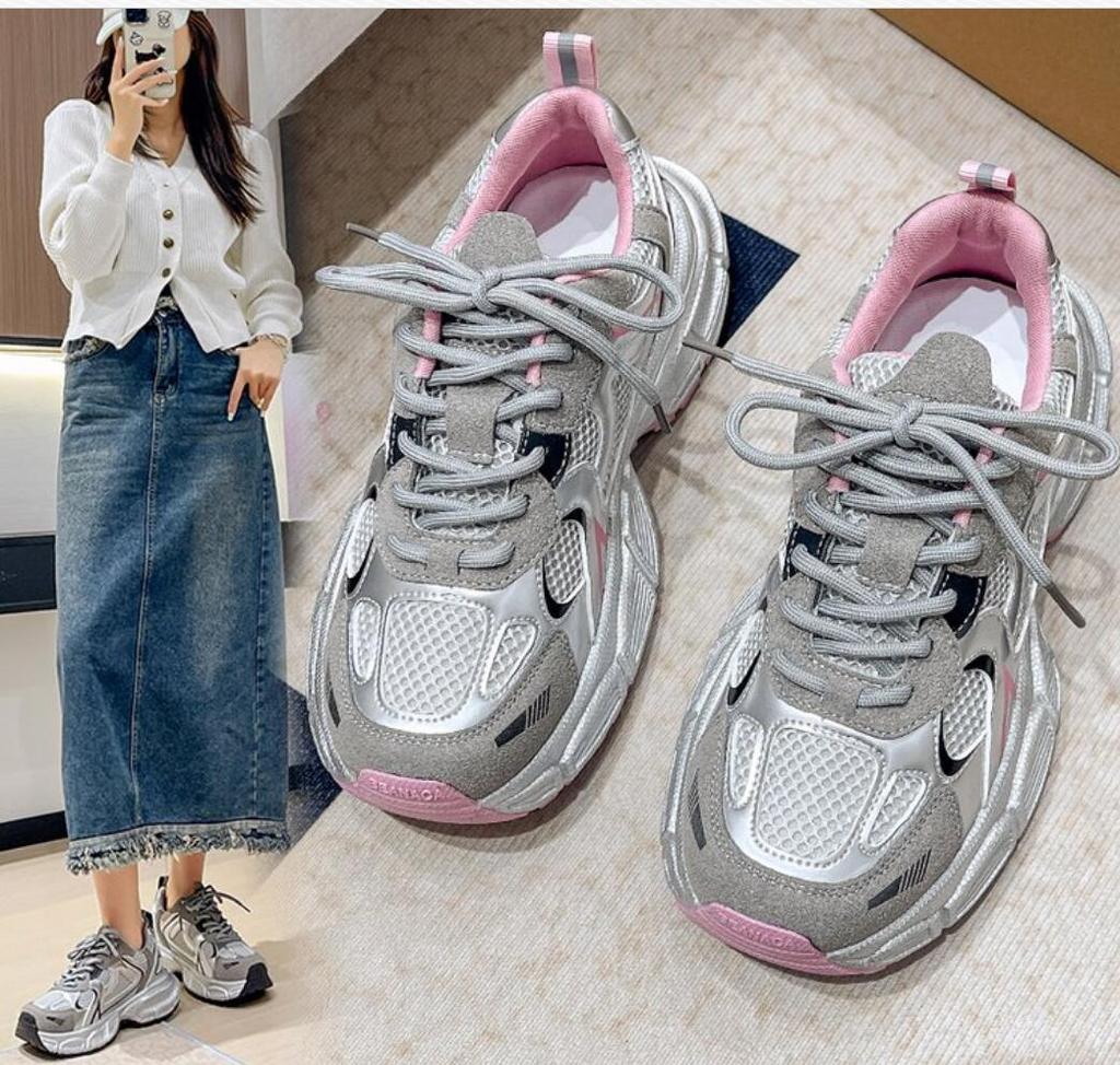 Мода 2024 года, женские роскошные кроссовки на толстой подошве, модная повседневная обувь, кроссовки, женские сетчатые дышащие кроссовки на толстой подошве для тенниса, вулканизированные туфли