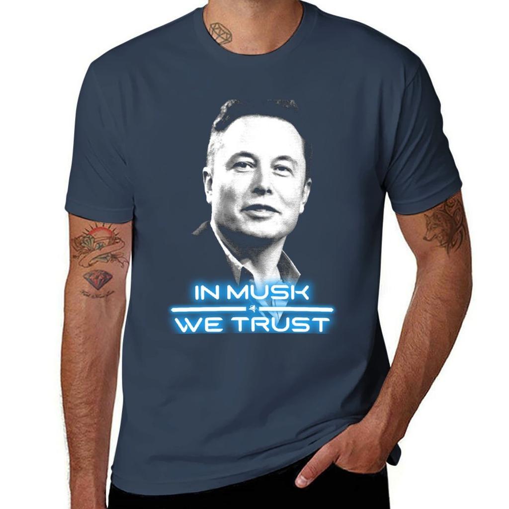 Elon Musk In Musk We Trust TShirt Summer Print Short Sleeve Tee