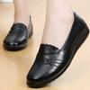 Fashion Mom Shoes Genuine Leather Flats Non Slip Adult Leather Shoes Women Loafers Big Size 10 Flats Shoes Women Scarpe Donna