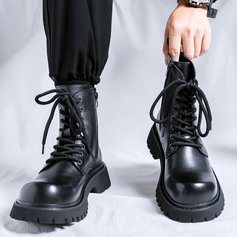 Ботинки Martin мужские на толстой подошве, зимние, бархатные, короткие, с круглым носком, кожаные, 32055-R