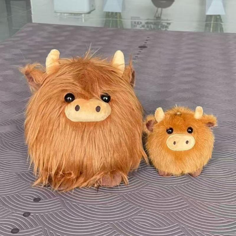 Игрушка Плюшевая Шотландская Корова Хайленд Милое Мягкое Животное Подвеска Супер Мягкая Игрушка Кукла Аксессуары для Рюкзака Рождественский Подарок