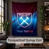 Personalized Wall Tapestry,West Ham United FC Custom Text, Soft Fabric Wall Art For Indoor Decoration