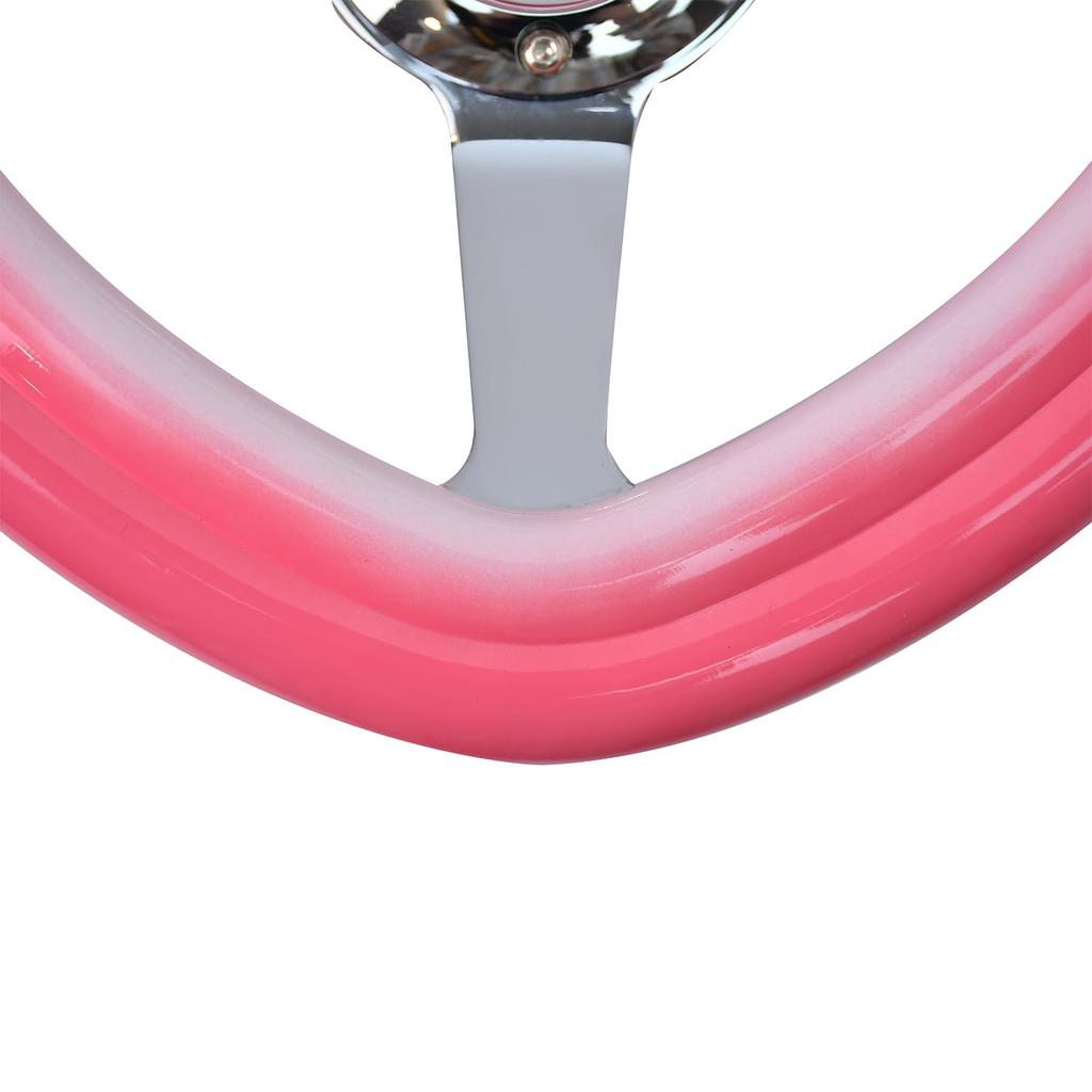 TIYPEOR Car Steering Wheel, 13" 320mm, Pink and White Gradient Heart Design, Electroplated with Bracket, for Car Tuning, Racing, and Simulators
