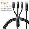 Toocki 3 в 1 USB-кабель Micro USB Type C 66 Вт Быстрая зарядка Цифровой дисплей Шнур Для 15 14 Samsung S23 Huawei