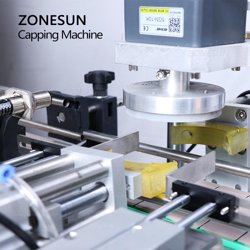 ZONESUN ZS-XG440D Auto Glass Jar Capping Machine Twist Off Lug Cap Screw Sealer Honey Sauce Jam Bottle Lid Tightening Packaging