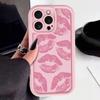 Милый Розовый Отпечаток Губ Силиконовый Мягкий Чехол Для Телефона Для iPhone 11 12 13 14 15 16 16e 17 Pro Max XS XR X 16 Plus Ударопрочный Конфетный Чехол