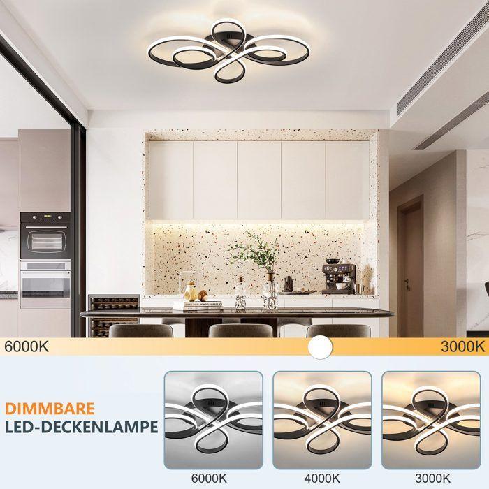 Plafonnier LED Moderne NETTLIFE Noir - Forme de papillon, 65 W, Dimmable, Télécommande, Ø 66 cm, Pour Salon Chambre Cuisine