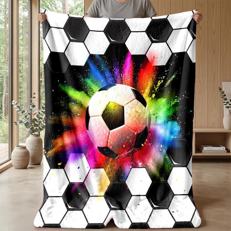 Soccer Ball Breaking Glass Theme blanket Lightweight Warm Flannel Blanket Decorative Throw Blanket for Home Decoration