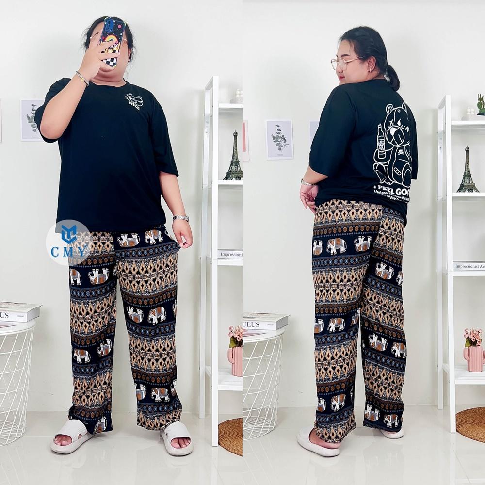 Elephant Pants Men Women Unisex Plus Size High Waist Summer Thailand Thin Straight Trousers Casual Streetwear Bottoms Clothing Fashion