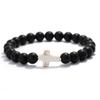Bohemian Cross Bracelet For Men 8mm Onyx Stone Strand Braslet Beach Camping Casual Accessories Healing Prayer Meditation Pulsera