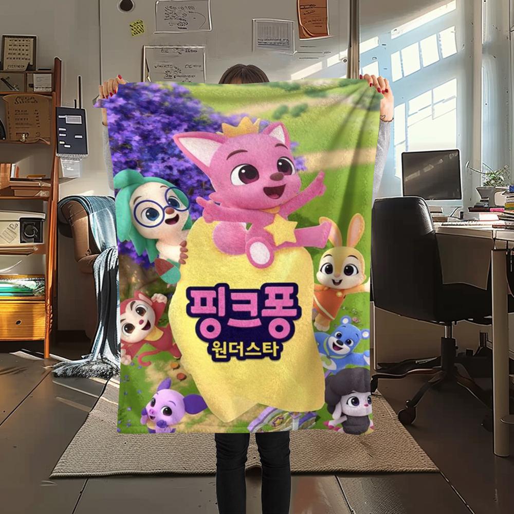 1 шт. Фланелевое одеяло с принтом Pinkfong, Высококачественное, Удобное для всех сезонов, Декор для дома, Тепло и комфорт, Идеально для рождественских подарков112