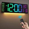 16.2'' Large Digital Wall Clock with Remote Control Big LED/Dual Alarm/8 RGB Colors Digital Alarm Clock Electronic Watch