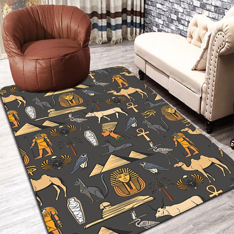 Vintage Egyptian Elements Rug Floor Mat for Living Room or Bedroom Soft and Comfortable Carpet a Gift for Birthday and Holiday.MFF0918208