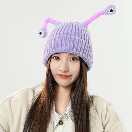 Шерстяная шапка с декором в виде антенны ночного светильника, теплая вязаная шапочка для детей, головной убор для катания на лыжах