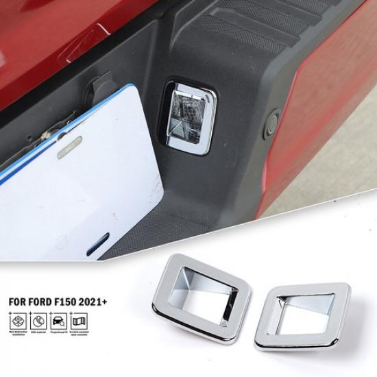 Exterior Rear License Plate Light Lamp Decor Cover Trim For Ford F150 21+ Chrome