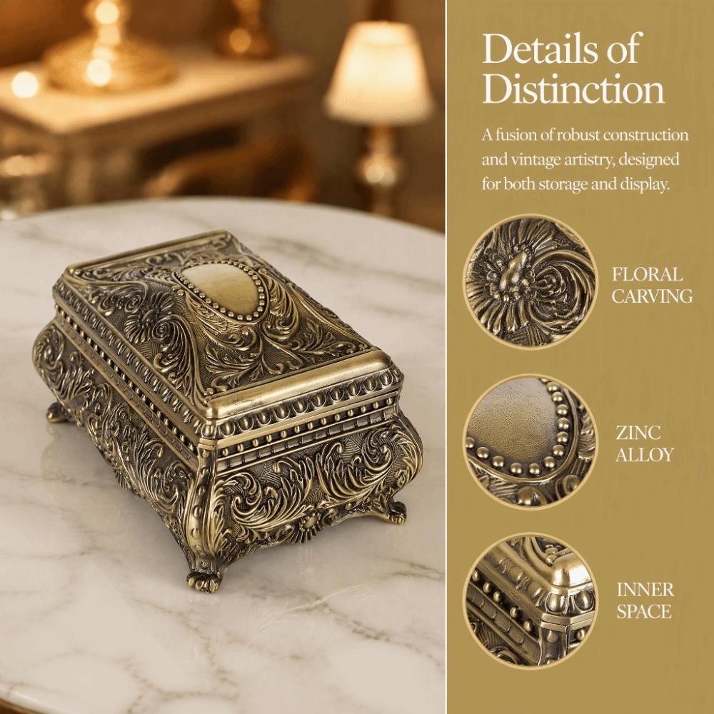 Alloy Construction Trinket Storage Box Rectangular Shape Rectangular Jewelry Box For Girls