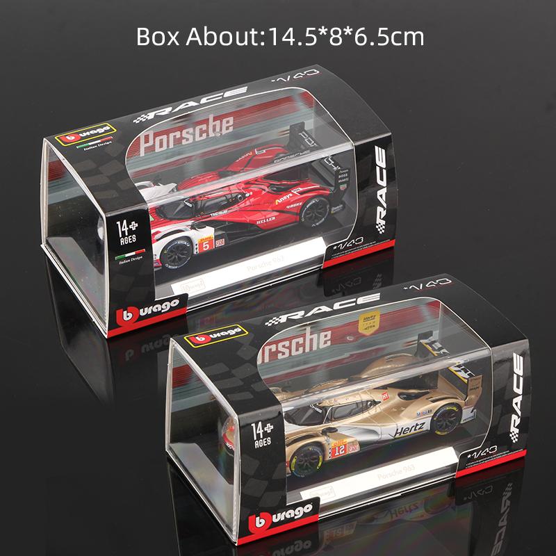 Ббураго 1:43 Porsche 963 №12 Hertz Team Металлическая модель гоночного автомобиля Diecast Гоночные транспортные средства Игрушка