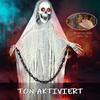 183 cm Life Size Halloween Animated Skeleton Grim Reaper with Glowing LED Eyes, Scary Halloween Decorations, Battery Operated, Indoor Party Props