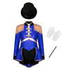 4Pcs Kids Girls Ringmaster Circus Magician Drummer Cosplay Costume Sequins Bodysuit with Hat Gloves Wand Set Halloween Circus Costume