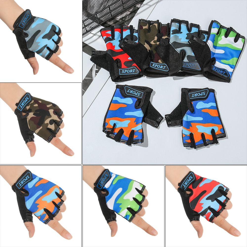 Equipment High Elastic Camouflage Child Bicycle Gloves Children's Bike Gloves Half Finger Mittens