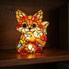 Stained Glass Style Bedside Night Light Vintage Desk Lamp Cute Animal Light Decorative Pastoral Study Table Lamp Reading for Bedroom Kids