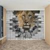 Nordic Animal Lion Atereoscopic High Shading Curtain Personality Creative Background Window Decor Prforated Thick Blackout Drape
