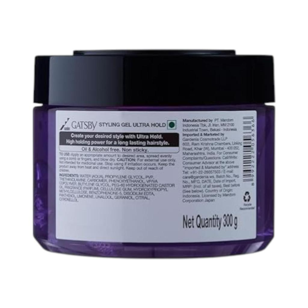 Gatsby Water Gloss Ultra Hold Hair Gel For Men 300Gm | Strong Styling Gel With Lasting Hold And Wet Look Shine