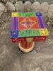 Hand Painted Wooden Chowki Pedestal Table | Indian Folk Art Statue Stand