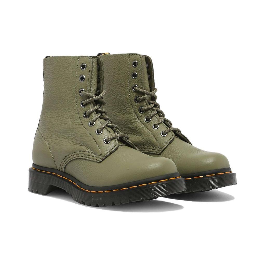 Доктор. Martens Ботильоны на шнуровке с круглым носком и массивным каблуком Женские ботинки Зеленый 31693357