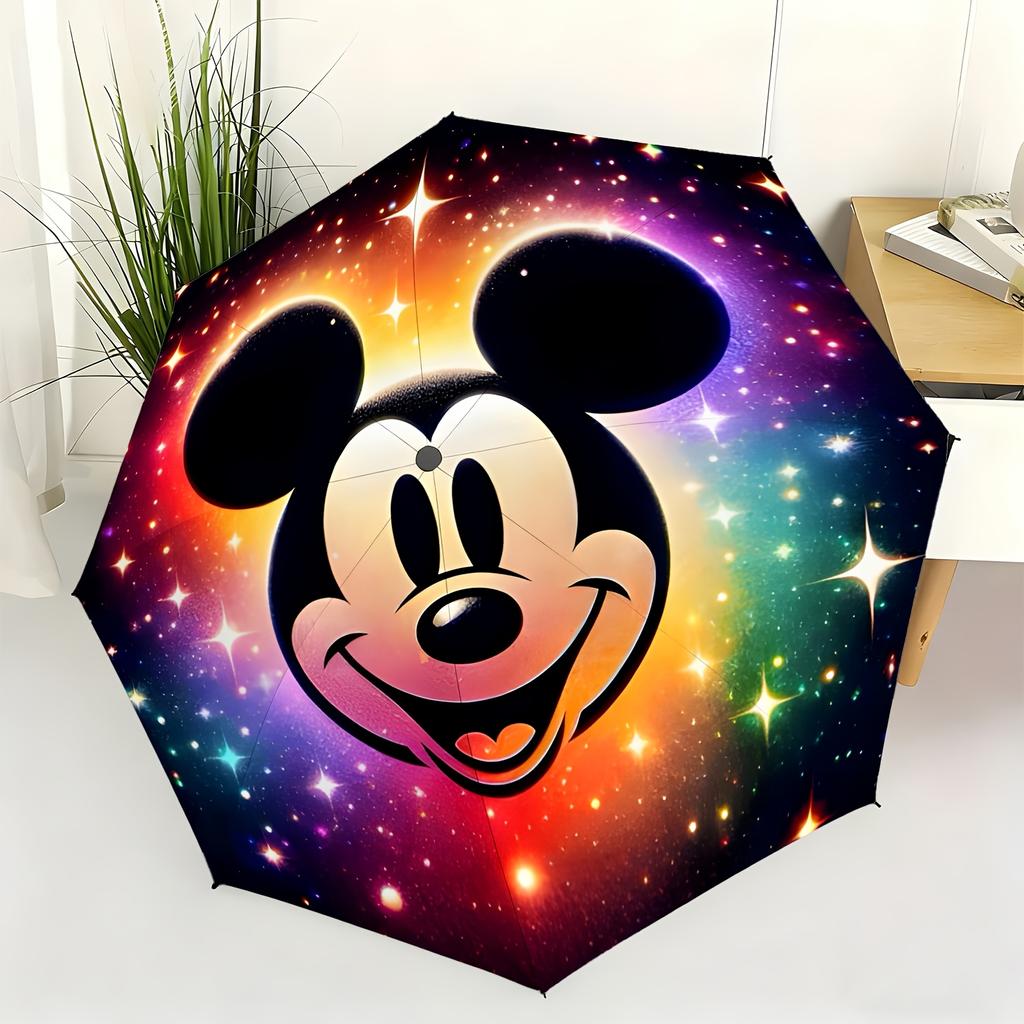 A Mickey Mouse Starry Sky Themed Automatic Umbrella, Suitable for All Occasions As a Sun And Rain Umbrella, Portable Folding U