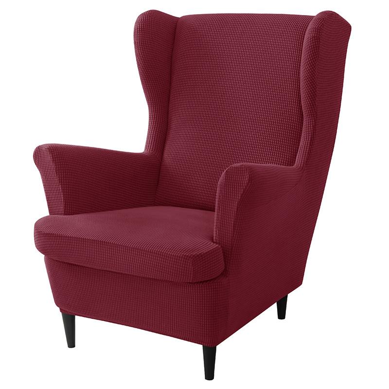 3 Piece Stretch Wingback Chair Slipcover Set With Ottoman And Cushion Cover High Back Armchair Protector