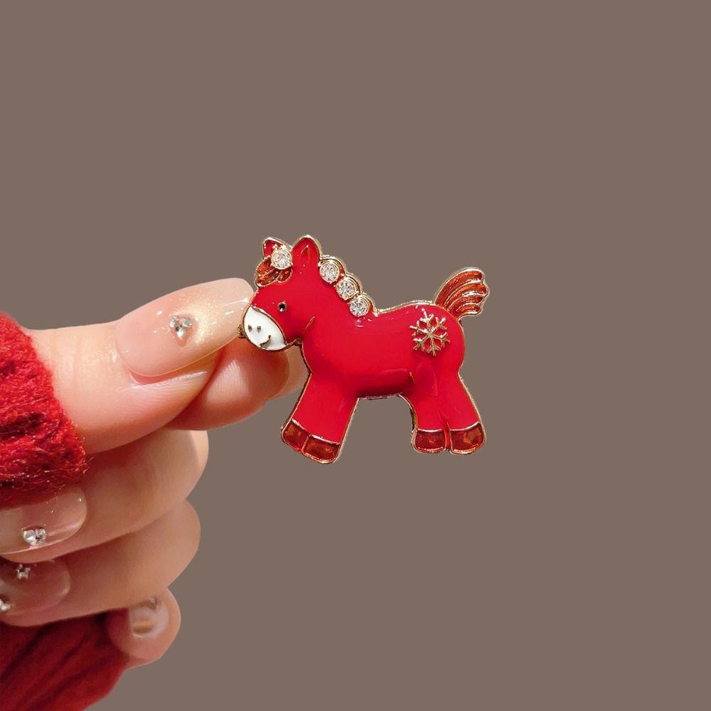 Drip Oil Brooch Zodiac Horse Brooches Zinc Zinc Alloy Animal Lapel Pins Jewelry Accessories