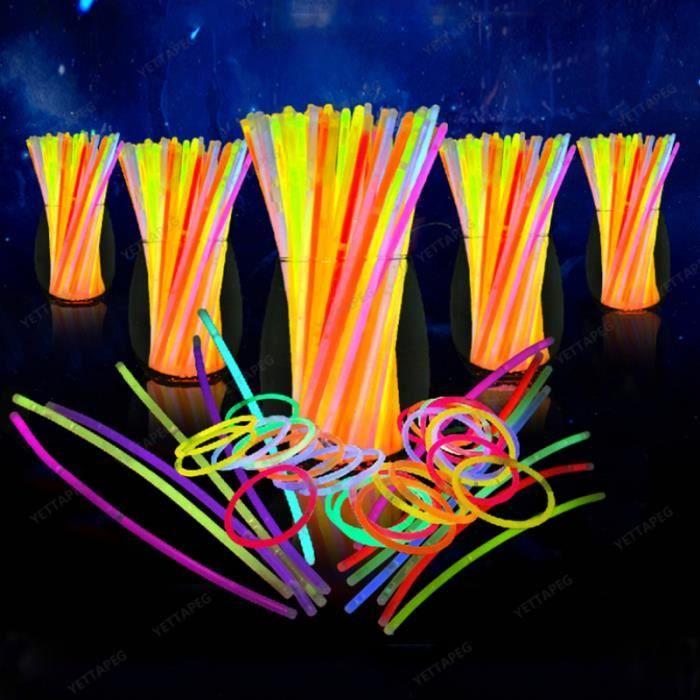 100 bâtons en cuve - Fournitures de fête de anciers lumineux, lueur Shoous coloré dans le noir, adapté à la d