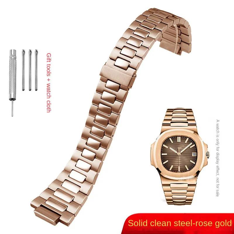 ОДИН ремешок для часов из нержавеющей стали для Patek Philippe PP 316L Nautilus мужской серии 5711/1A010 Браслет 25*13 мм выпуклый конец Ремешок для часовMN
