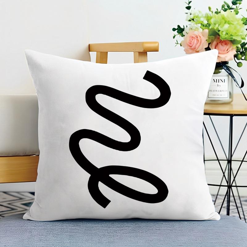 Black And White Ins Style Double-Sided Printed Pillow Cover Short Plush Suitable Living Rooms Bedrooms Sofas Throw Cushion Cover