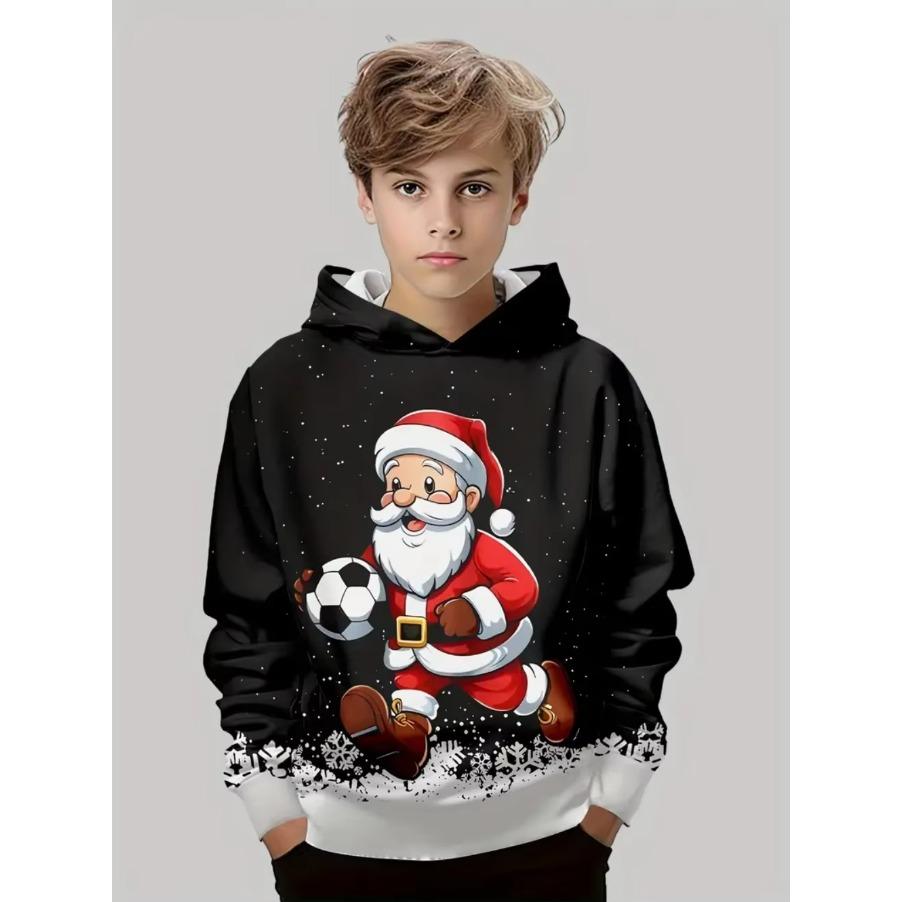 Christmas Children's Hoodie Santa Claus Print Boy Girl Sweatshirt Fashion Cartoon Kids Clothes Holiday Party Children's Clothing