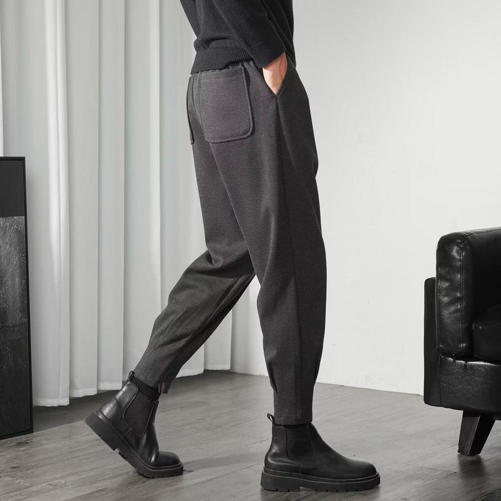 Мужские осенние повседневные брюки-шаровары с манжетами, однотонные, универсальные, модные брюки с 9-точечной молнией.