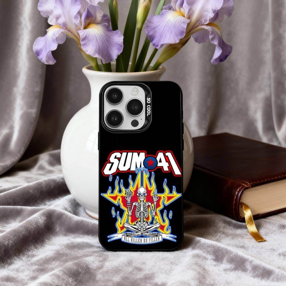 Жесткий рок S-Sum 41 Чехол для телефона с изображением группы Для iPhone17,16,15,14,13,12,11 Plus,Pro Max Черный Конфетный серебристый чехол для телефона