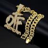Hip Hop Fashion English Letter OTF Pendant Cuban Chain Necklace,  Suitable For Daily Wear By Men And Women , Rock Party Jewelry