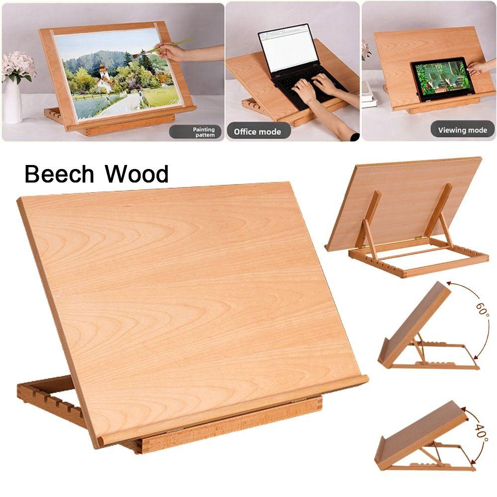 Folding Art Painting Easel Adjustable Sketch Easel Markers Storage Beech Wood Table Easel Artists